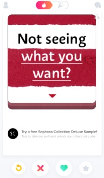 Sephora advertisements on Tinder, October 2016